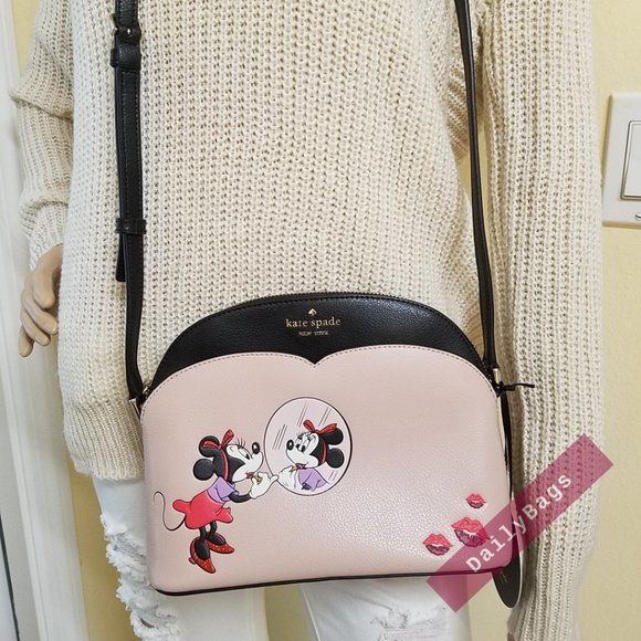 NWT KATE SPADE 100% AUTHENTIC DOME MINNIE MOUSE BLACK WARM VELLUM CROSSBODY - Picture 4 of 13